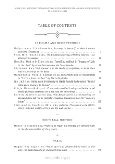 Wiek XIX, Rok XIII (LV) 2020, Table of contents