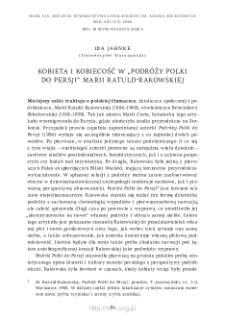 Kobieta i kobiecość w &bdquo;Podr&oacute;ży Polki do Persji&rdquo; Marii Ratuld-Rakowskiej