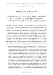 &bdquo;Duch kobiecy jeszcze dziś karle i chroma i nie wzbija się w nieskończoność&rdquo;. Gustawa Gawalewicz&oacute;wna wobec &bdquo;kwestii kobiecej&rdquo;