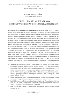 &bdquo;Popiel i Piast&rdquo; Mieczysława Romanowskiego w dokumentacji genezy