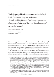 Rodzaje poetyckich komunikat&oacute;w wobec izolacji kr&oacute;la Stanisława Augusta w sielance "Smutek nad Dafnisem p&oacute;l p&oacute;łnocnych pasterzem chorującym" Antoniego Korwina Kossakowskiego (artykuł edytorski)