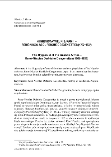 The hygienist of the Grande Armée : René-Nicolas Dufriche Desgenettes (1762–1837)