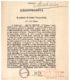 Do redakcyi Biblioteki Warszawskiej