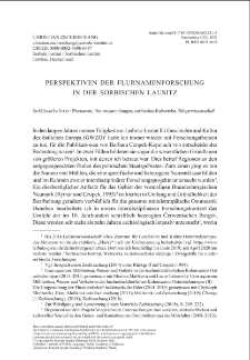 Perspective of the research on microtoponyms Sorbian Lausitz