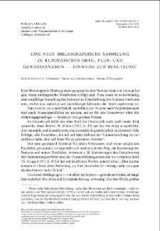A new bibliographical collection of European place, field and water names &mdash; instructions for use