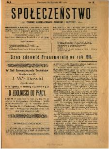 Społeczeństwo : tygodnik naukowo-literacki, społeczny i polityczny 1910 N.4
