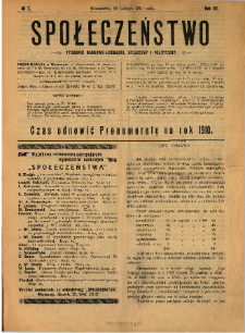 Społeczeństwo : tygodnik naukowo-literacki, społeczny i polityczny 1910 N.7