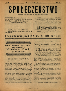 Społeczeństwo : tygodnik naukowo-literacki, społeczny i polityczny 1910 N.19