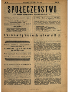Społeczeństwo : tygodnik naukowo-literacki, społeczny i polityczny 1910 N.24