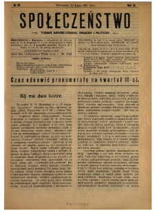 Społeczeństwo : tygodnik naukowo-literacki, społeczny i polityczny 1910 N.29