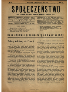 Społeczeństwo : tygodnik naukowo-literacki, społeczny i polityczny 1910 N.42