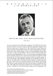 Heinz Schuster-&Scaron;ewc (1927‒2021)