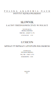 Słownik łaciny średniowiecznej w Polsce, tom VIII, zeszyt 11 (73), Sublimator - Sum