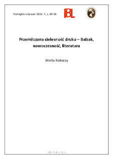 Przemilczana cielesność druku &ndash; Balzak, nowoczesność, literatura
