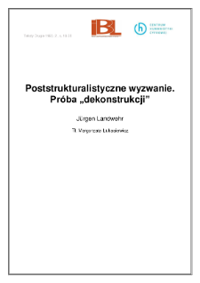 Poststrukturalistyczne wyzwanie. Próba "dekonstrukcji"