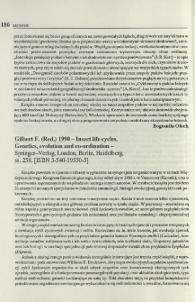 Gilbert F. (Red.) 1990 - Insect life cycles. Genetics, evolution and co-ordination - Springer-Verlag, New York, Berlin, Heidelberg, ss. 258. [ISBN 3-540-19550-5]