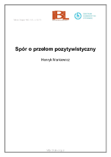Spór o przełom pozytywistyczny