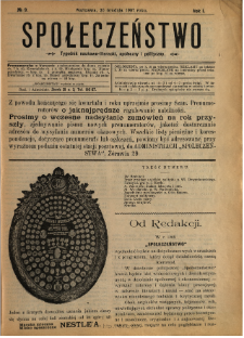Społeczeństwo : tygodnik naukowo-literacki, społeczny i polityczny 1907 N.9