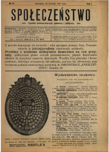 Społeczeństwo : tygodnik naukowo-literacki, społeczny i polityczny 1907 N.10