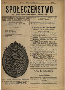 Społeczeństwo : tygodnik naukowo-literacki, społeczny i polityczny 1908 N.1