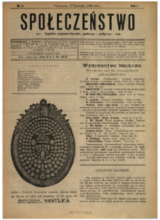 Społeczeństwo : tygodnik naukowo-literacki, społeczny i polityczny 1908 N.3