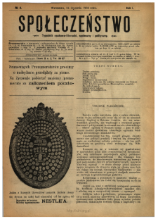 Społeczeństwo : tygodnik naukowo-literacki, społeczny i polityczny 1908 N.4