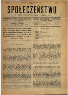 Społeczeństwo : tygodnik naukowo-literacki, społeczny i polityczny 1908 N.5