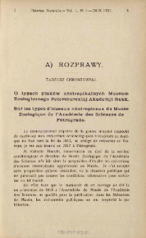 O typach ptak&oacute;w neotropikalnych Muzeum Zoologicznego Petersburskiej Akademji Nauk