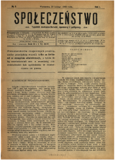 Społeczeństwo : tygodnik naukowo-literacki, społeczny i polityczny 1908 N.9