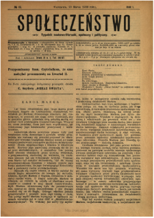 Społeczeństwo : tygodnik naukowo-literacki, społeczny i polityczny 1908 N.12
