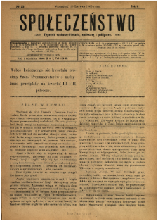 Społeczeństwo : tygodnik naukowo-literacki, społeczny i polityczny 1908 N.25