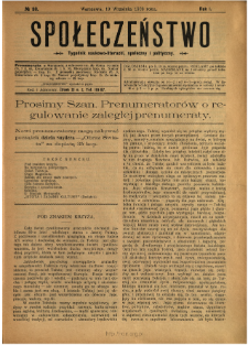 Społeczeństwo : tygodnik naukowo-literacki, społeczny i polityczny 1908 N.38