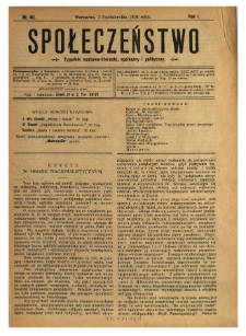 Społeczeństwo : tygodnik naukowo-literacki, społeczny i polityczny 1908 N.40