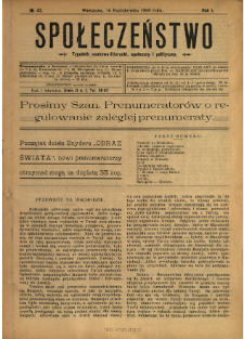 Społeczeństwo : tygodnik naukowo-literacki, społeczny i polityczny 1908 N.42