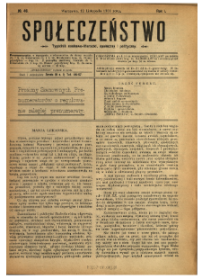Społeczeństwo : tygodnik naukowo-literacki, społeczny i polityczny 1908 N.46