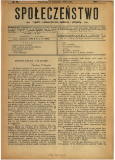Społeczeństwo : tygodnik naukowo-literacki, społeczny i polityczny 1908 N.48