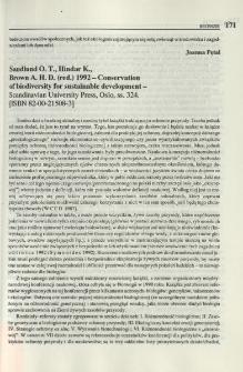 Sandlund O. T., Hindlar K., Brown A. H. D. (red.) 1992 - Conservation of biodiversity for sustainable development - Scandinavian University Press, Oslo, ss. 324. [ISBN 82-00-21508-3]