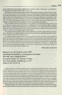 Hansen A. J., di Castri F. (red.) 1992 - Landscape boundaries. Consequences for biotic diversity and ecological flows - Ecological Studies 92, Springer-Verlag, New York, Berlin, Heidelberg, ss. 452. [ISBN 0-387-97631-0]