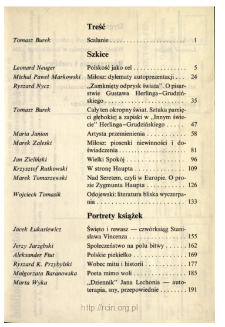 Teksty Drugie Nr 1-2 (1991), Spis treści