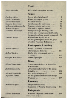 Teksty Drugie Nr 4 (1991), Spis treści