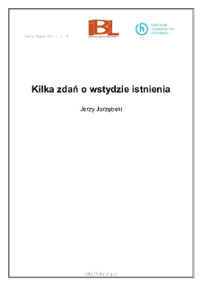 Kilka zdań o wstydzie istnienia