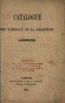Catalogue des tableaux de la collection Lachnicki.