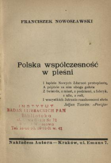Polska wsp&oacute;łczesność w pieśni