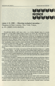 Luken J. O. 1990 - Directing ecological succession - Chapman & Hall, London, New York, Tokyo, ss. 251. [ISBN 0-412-34450-5]