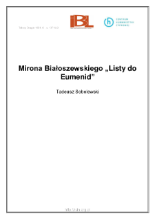 Mirona Białoszewskiego "Listy do Eumenid"