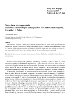 Nowe dane o występowaniu ździeblarza nadobnego Cephus pulcher TISCHBEIN (Hymenoptera, Cephidae) w Polsce