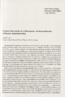 Uszyca Ledra aurita (L.) (Homoptera, Auchenorrhyncha) w Puszczy Sandomierskiej