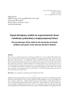 Pejzaż dźwiękowy sztetla we wspomnieniach dzieci i młodzieży żydowskiej w międzywojennej Polsce