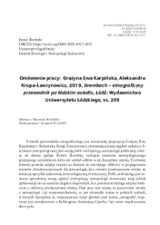Grembach &ndash; etnograficzny przewodnik po ł&oacute;dzkim osiedlu, Grażyna Ewa Karpińska, Aleksandra Krupa-Ławrynowicz, Ł&oacute;dź 2019 : [recenzja]