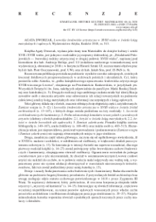 Agata Dworzak, Lwowskie środowisko artystyczne w XVIII wieku w świetle ksiąg metrykalnych i sądowych, Wydawnictwo Attyka, Krak&oacute;w 2018 : [recenzja]